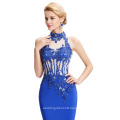 Grace Karin 2016 Newest Backless Halter High Split Long Blue Evening Gowns Free Prom Dress GK000050-1